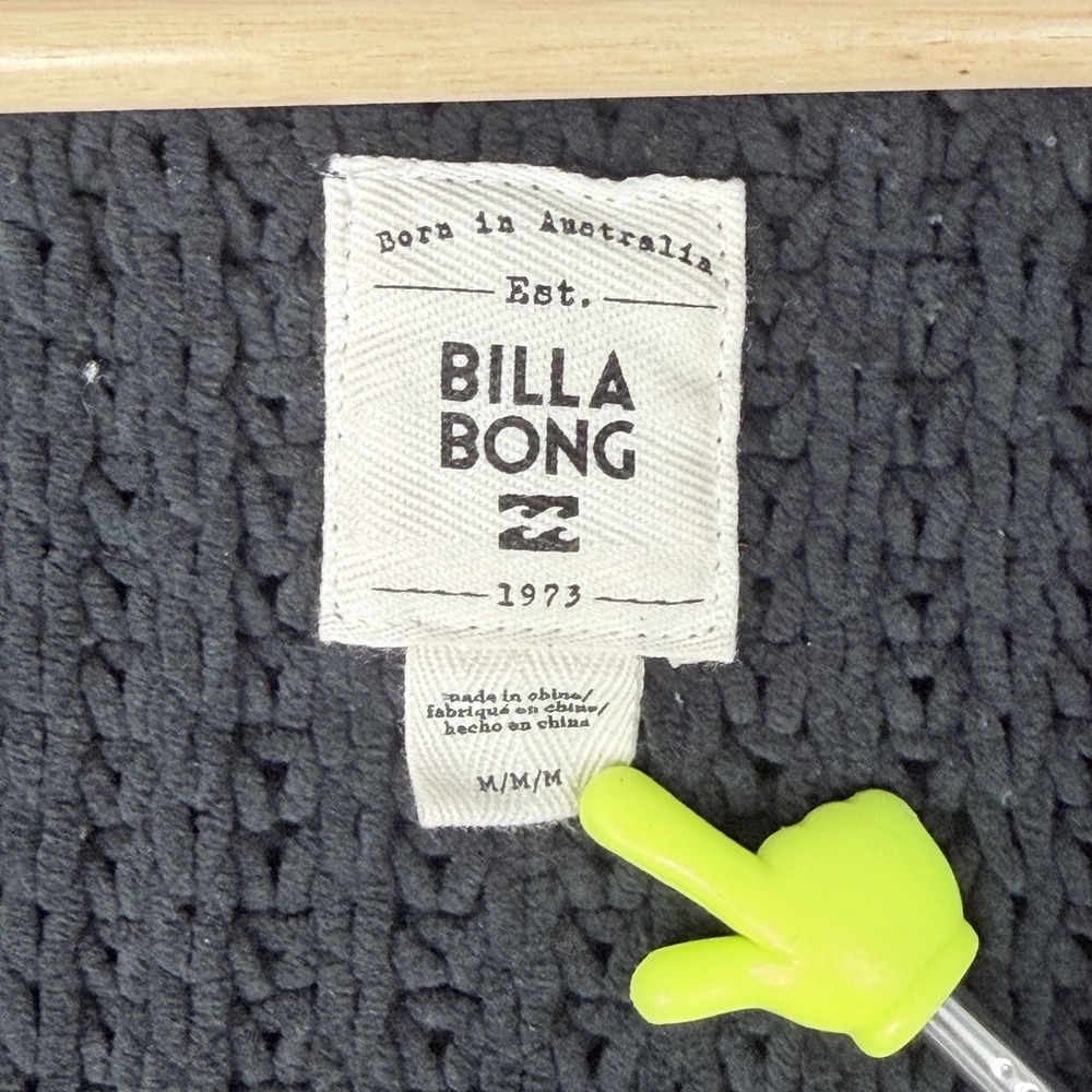 Billabong Open Front Ribbed Knit Cardigan Sweater with Pockets  M Black - Picture 4 of 13